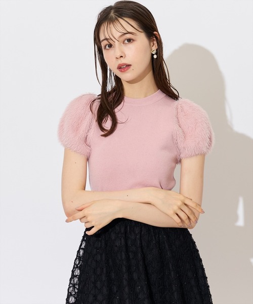 SWINGLE（スウィングル）の「ふわふわフェザースリーブラメニットプルオーバー（ニット/セーター・レディース・ブルー/アイボリー/カーキ/ブラック/ピンク・FREE）」の13枚目の写真