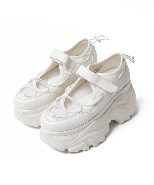 WEGO（ウィゴー）の「WEGO/コードデザイン厚底ボリュームシューズ（スニーカー・レディース・ホワイト/ブラック・LARGE/MEDIUM）」の11枚目の写真