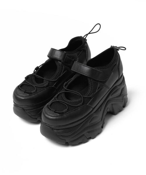 WEGO（ウィゴー）の「WEGO/コードデザイン厚底ボリュームシューズ（スニーカー・レディース・ホワイト/ブラック・LARGE/MEDIUM）」の10枚目の写真