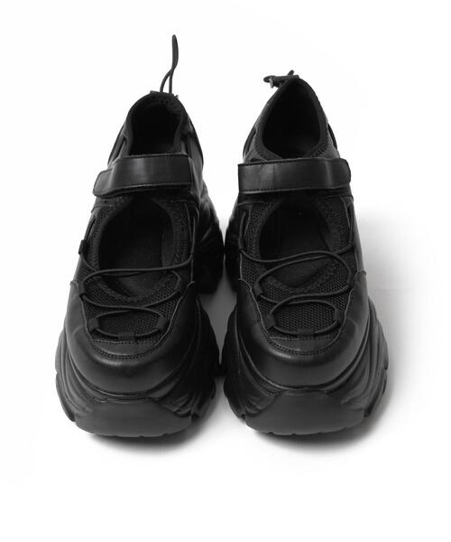 WEGO（ウィゴー）の「WEGO/コードデザイン厚底ボリュームシューズ（スニーカー・レディース・ホワイト/ブラック・LARGE/MEDIUM）」の9枚目の写真