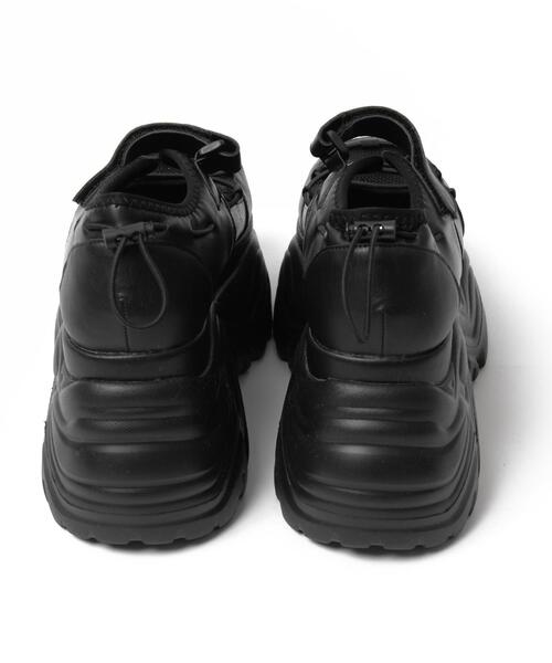 WEGO（ウィゴー）の「WEGO/コードデザイン厚底ボリュームシューズ（スニーカー・レディース・ホワイト/ブラック・LARGE/MEDIUM）」の7枚目の写真