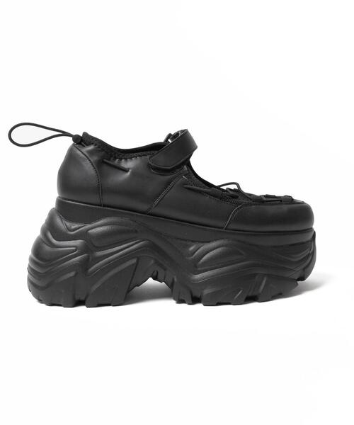 WEGO（ウィゴー）の「WEGO/コードデザイン厚底ボリュームシューズ（スニーカー・レディース・ホワイト/ブラック・LARGE/MEDIUM）」の4枚目の写真