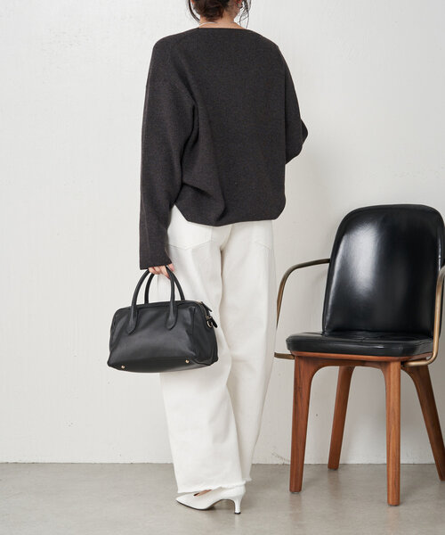 Jena espace merveilleux（ジェナ　エスパスメルヴェイユ）の「カタアゼ編みVネックニット（ニット/セーター・レディース・グレー/チャコールグレー/レッド・FREE）」の13枚目の写真