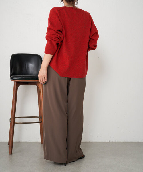 Jena espace merveilleux（ジェナ　エスパスメルヴェイユ）の「カタアゼ編みVネックニット（ニット/セーター・レディース・グレー/チャコールグレー/レッド・FREE）」の19枚目の写真