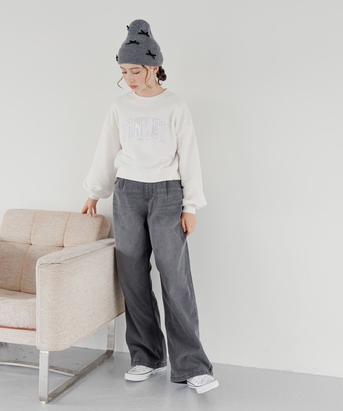 GLOBAL WORK(グローバルワーク)の「裏起毛ワイドデニム/147483(デニムパンツ・キッズ・ブルー/ブラック・130cm/140cm/150cm/160cm)」の7枚目の写真