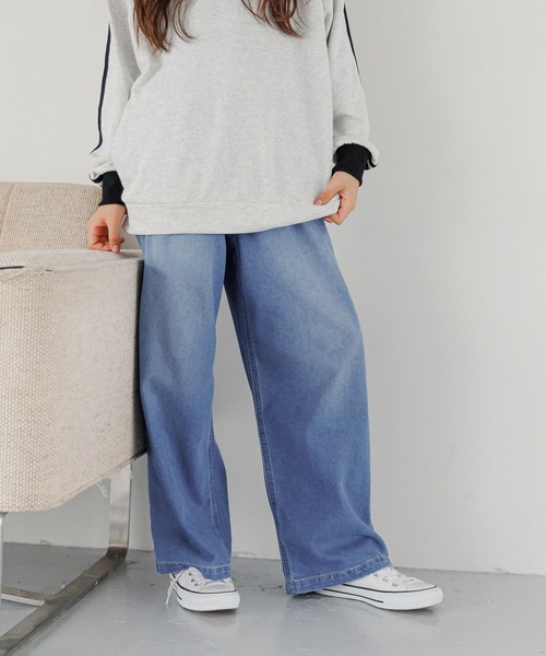 GLOBAL WORK(グローバルワーク)の「裏起毛ワイドデニム/147483(デニムパンツ・キッズ・ブルー/ブラック・130cm/140cm/150cm/160cm)」の15枚目の写真