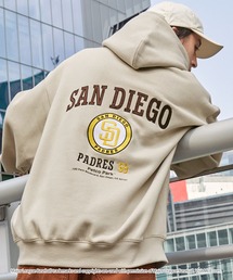 MLB/メジャーリーグベースボール 別注 ロゴ刺繍バックデザイン ビッグシルエット裏起毛プルオーバーパーカー