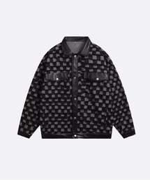 U:UME([)Tassel Block PU Stitching Jacket(̑AE^[)