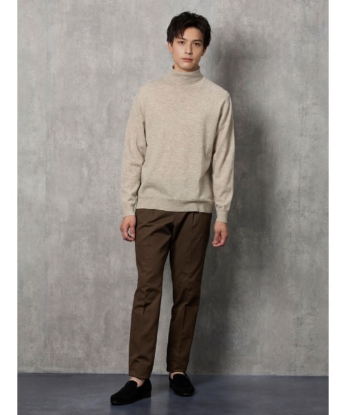 セール】TRANS CONTINENTS 無染色タートルネックニット ブラウン