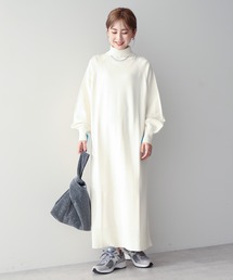 バイパチバイカラーモックネックワンピース