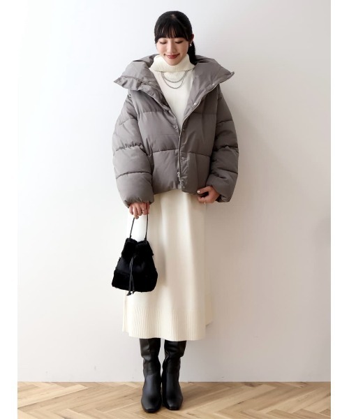 AMERICAN HOLIC（アメリカンホリック）の「バイパチバイカラーモックネックワンピース（ワンピース・レディース・ブラック/アイボリー/杢グレー・M/L）」の19枚目の写真