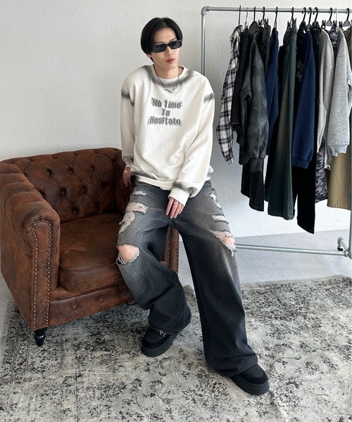 sedacle（セダクル）の「スプレー風プリントスウェット（Tシャツ/カットソー・メンズ・ベージュ/アイボリー・SMALL/MEDIUM/LARGE）」の5枚目の写真