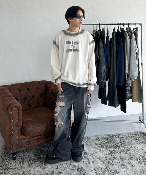 sedacle（セダクル）の「スプレー風プリントスウェット（Tシャツ/カットソー・メンズ・ベージュ/アイボリー・SMALL/MEDIUM/LARGE）」の6枚目の写真