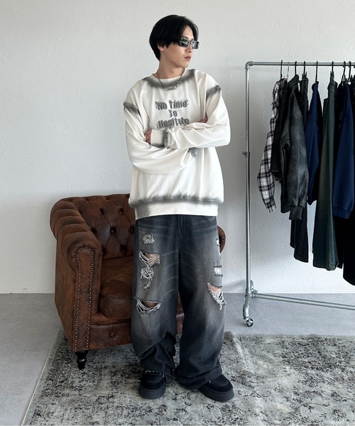 sedacle（セダクル）の「スプレー風プリントスウェット（Tシャツ/カットソー・メンズ・ベージュ/アイボリー・SMALL/MEDIUM/LARGE）」の7枚目の写真