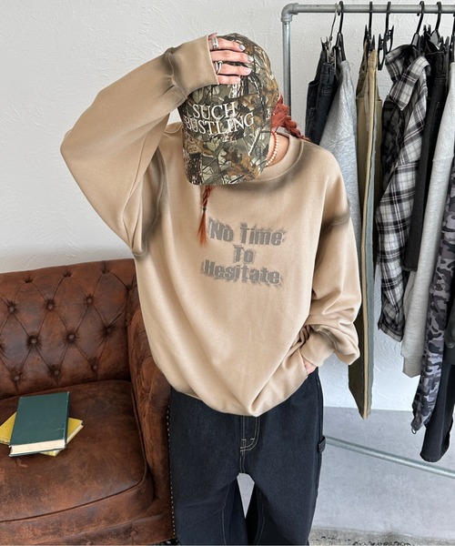 sedacle（セダクル）の「スプレー風プリントスウェット（Tシャツ/カットソー・メンズ・ベージュ/アイボリー・SMALL/MEDIUM/LARGE）」の9枚目の写真