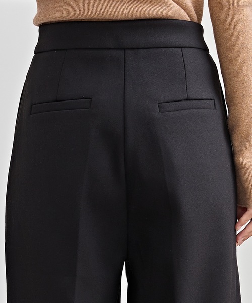 セール】裏起毛 ハイウエスト センタープリーツ ワイド パンツ