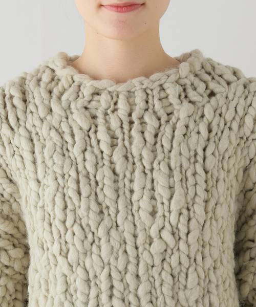 セール】【HAKUJI/ハクジ】Hand-knitted LS sweater（ニット