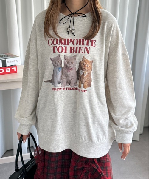 kutir(クティール)の「アソートデザインスウェットプルオーバー(スウェット・レディース・チャコール/オートミール/ダークグレー/ボルドー/ブルー/グレー・FREE)」の4枚目の写真