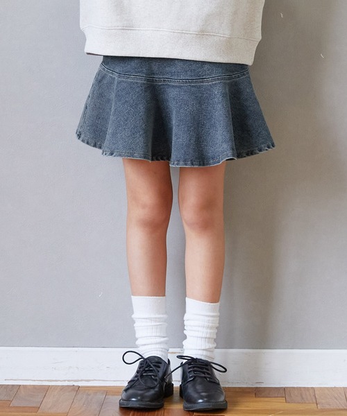 カネコイサオ　ピンタック・ピコフリル　ソフトデニムスカート カネコイサオ ピンタック・ピコフリル ソフトデニムスカート