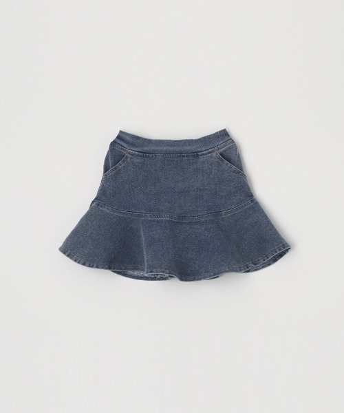 カネコイサオ　ピンタック・ピコフリル　ソフトデニムスカート カネコイサオ ピンタック・ピコフリル ソフトデニムスカート