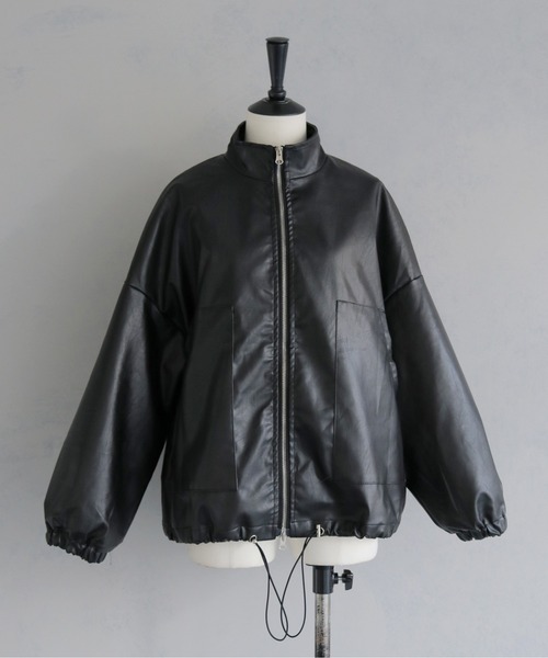 cheriella（シェリエラ）の「【cheriella】サイドドロストレザーライクビッグブルゾン（ブルゾン・レディース・ブラック・FREE）」の13枚目の写真