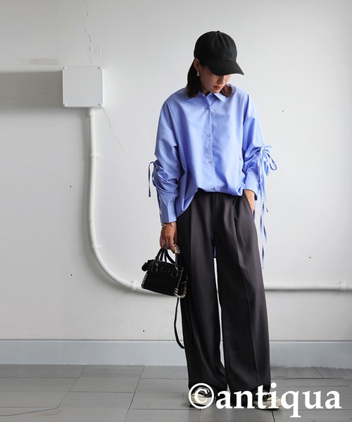 antiqua(アンティカ)の「袖リボンシャツ(シャツ/ブラウス・レディース・ブルー/ブラック/オフホワイト・ONESIZE)」の17枚目の写真