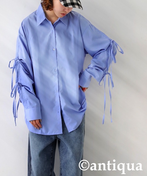 antiqua(アンティカ)の「袖リボンシャツ(シャツ/ブラウス・レディース・ブルー/ブラック/オフホワイト・ONESIZE)」の14枚目の写真