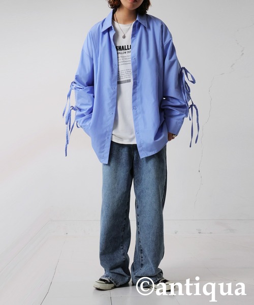 antiqua(アンティカ)の「袖リボンシャツ(シャツ/ブラウス・レディース・ブルー/ブラック/オフホワイト・ONESIZE)」の15枚目の写真