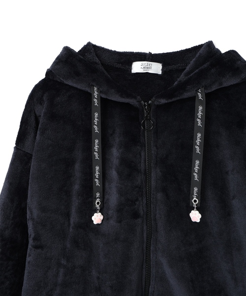 ねこ耳ZIPモコモコ ボアパーカー/ジップアップパーカー（140㎝～160