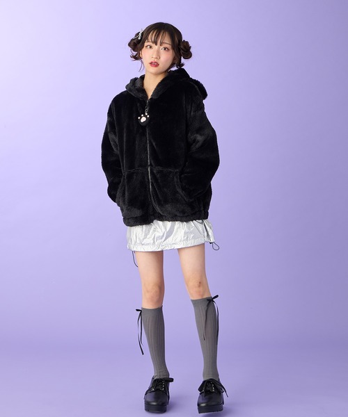 BISKEE（ビスキー）の「ねこ耳ZIPモコモコ ボアパーカー/ジップ