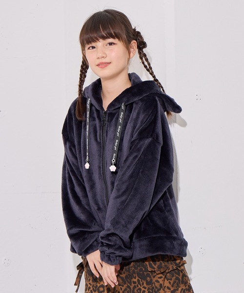 ねこ耳ZIPモコモコ ボアパーカー/ジップアップパーカー（140㎝～160