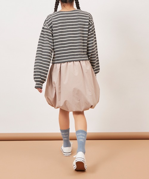 trois lapins kp（トロワラパンケーピー）の「鹿の子ボーダーワンピース(140～160)（ワンピース・キッズ・ブラック/グレー・140cm/150cm/160cm）」の11枚目の写真