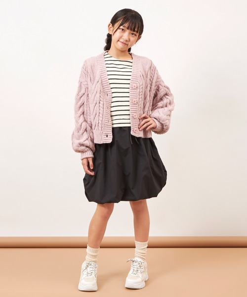 trois lapins kp（トロワラパンケーピー）の「鹿の子ボーダーワンピース(140～160)（ワンピース・キッズ・ブラック/グレー・140cm/150cm/160cm）」の8枚目の写真