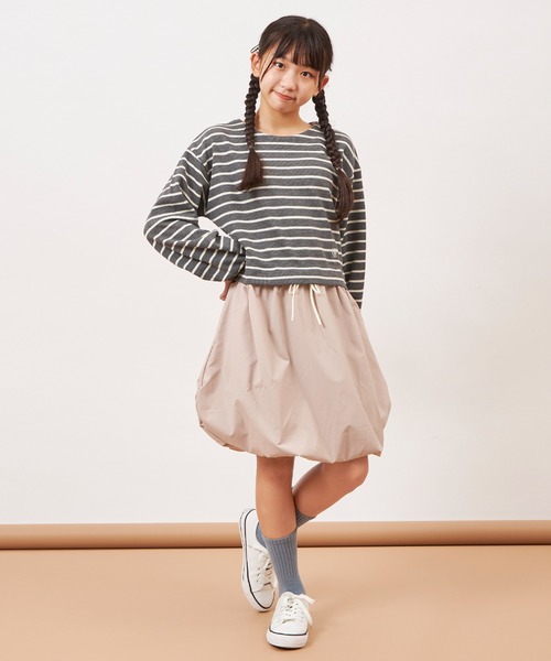 trois lapins kp（トロワラパンケーピー）の「鹿の子ボーダーワンピース(140～160)（ワンピース・キッズ・ブラック/グレー・140cm/150cm/160cm）」の9枚目の写真