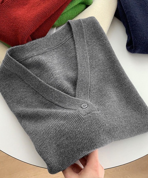 Miniministore(ミニミニストア)の「ニットベスト レディースチョッキ 重ね着(ベスト・レディース・アイボリー/チャコールグレー/ダークベージュ/ネイビー/グレー/グリーン/ワインレッド・FREE)」の11枚目の写真