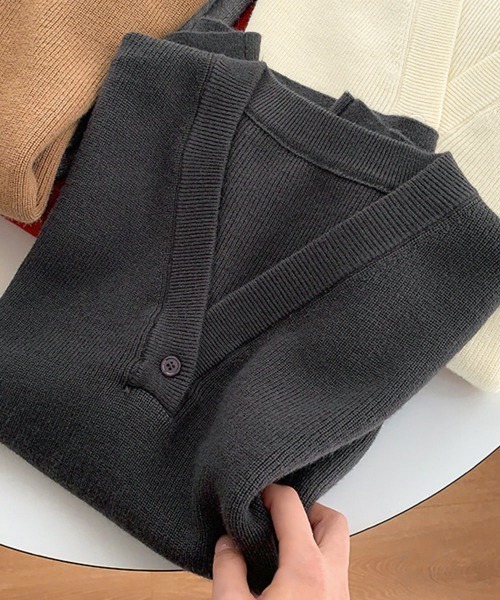 Miniministore(ミニミニストア)の「ニットベスト レディースチョッキ 重ね着(ベスト・レディース・アイボリー/チャコールグレー/ダークベージュ/ネイビー/グレー/グリーン/ワインレッド・FREE)」の12枚目の写真