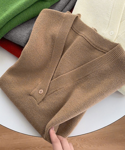 Miniministore(ミニミニストア)の「ニットベスト レディースチョッキ 重ね着(ベスト・レディース・アイボリー/チャコールグレー/ダークベージュ/ネイビー/グレー/グリーン/ワインレッド・FREE)」の13枚目の写真