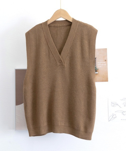 Miniministore(ミニミニストア)の「ニットベスト レディースチョッキ 重ね着(ベスト・レディース・アイボリー/チャコールグレー/ダークベージュ/ネイビー/グレー/グリーン/ワインレッド・FREE)」の22枚目の写真