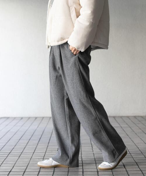 セール】ジャージメルトンタックワイドパンツ（スラックス