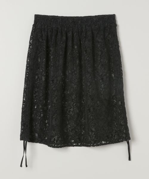 JEANASIS(ジーナシス)の「シャーリングキモウレーススカート/250722(スカート・レディース・ホワイト/ブラック・FREE)」の3枚目の写真