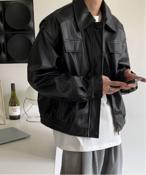 【セール】PUレザ－ルーズジャケット（ブルゾン）｜Sakka（サッカ） 5,752円