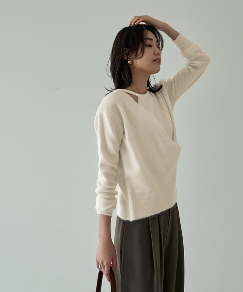 片側ホルターカシュクールニットトップス（ニット/セーター）｜STYLE DELI（スタイルデリ）