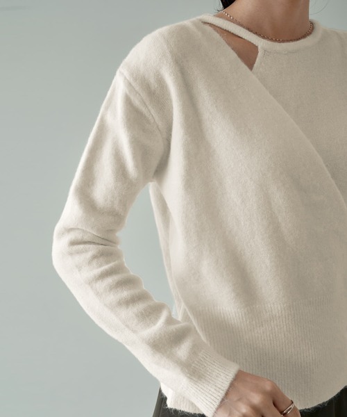 片側ホルターカシュクールニットトップス（ニット/セーター）｜STYLE DELI（スタイルデリ）