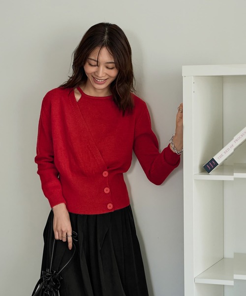 片側ホルターカシュクールニットトップス（ニット/セーター）｜STYLE DELI（スタイルデリ）