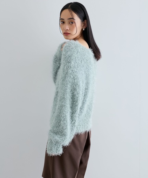 VIS（ビス）の「【洗える】ふわキラニットプルオーバー（ニット/セーター・レディース・ブラック/キナリ/ライトグリーン・FREE）」の21枚目の写真