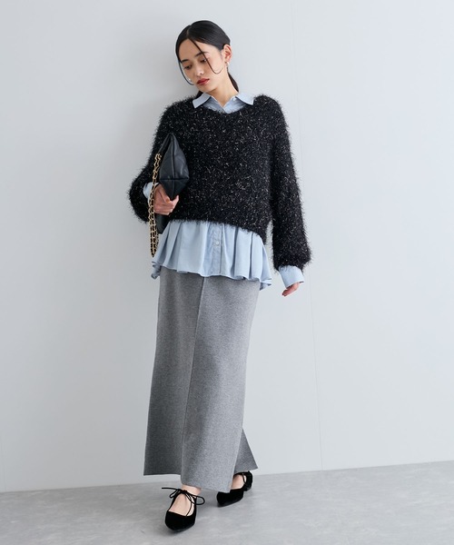 VIS（ビス）の「【洗える】ふわキラニットプルオーバー（ニット/セーター・レディース・ブラック/キナリ/ライトグリーン・FREE）」の20枚目の写真