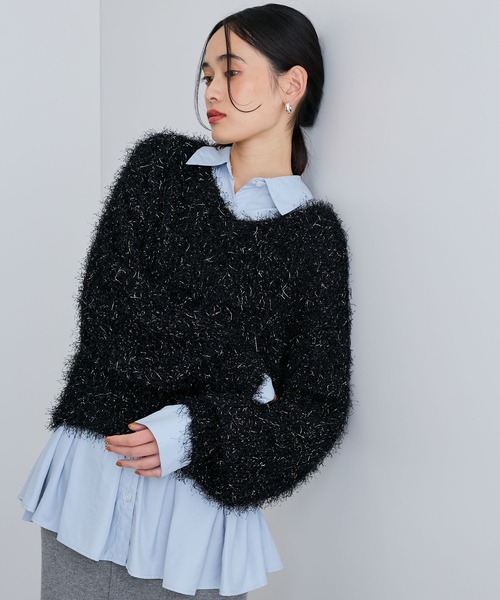 VIS（ビス）の「【洗える】ふわキラニットプルオーバー（ニット/セーター・レディース・ブラック/キナリ/ライトグリーン・FREE）」の18枚目の写真