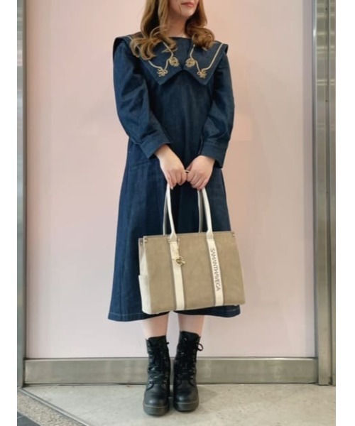 SAMANTHAVEGA（サマンサベガ）の「ロゴテープコーデュロイＡ４トート（トートバッグ・レディース・オフホワイト/ベージュ/ダークグリーン・FREE）」の4枚目の写真