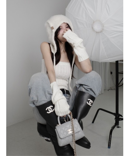 Darich レザータグパッチフライトキャップ レザータグパッチフライトキャップ（ニットキャップ/ビーニー