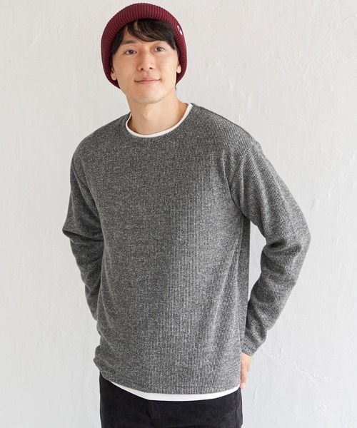 ikka(イッカ)の「【2点セット】メランジ畦プルオーバーインナーセット(スウェット・メンズ・ピンク/グリーン/ブラック/ベージュ/ネイビー・L/M/XL/S)」の9枚目の写真